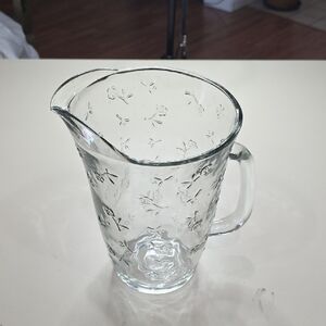 Floral Embossed Glass Pitcher